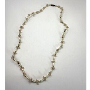 Vintage Pearl & Rose‎ Beaded Necklace – Delicate Natural Stone Jewelry